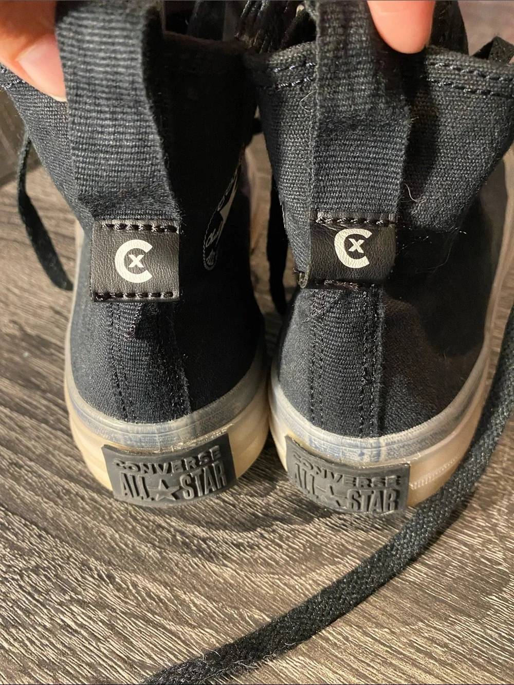 Converse Taylor All Star Black High-Top Canvas Sneakers with Clear Gum Sole - Picture 2 of 6